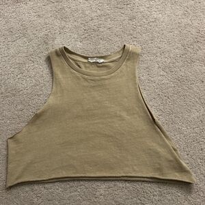 Green Sleeveless Muscle Tee with Cut Out Design